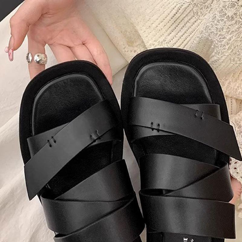 Chaussures Nouveau Style Tongs à Semelles Épaisses Plage Sandales à Une Épaule