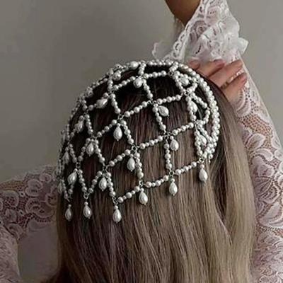 Yousheng Women Headband Mesh Imitation Pearl Headband Lightweight Comfortable Hair Hoop Hairstyle Dress Up Hair Accessories
