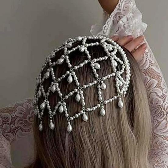 

Yousheng Women Headband Mesh Imitation Pearl Headband Lightweight Comfortable Hair Hoop Hairstyle Dress Up Hair Accessories серебряный
