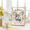 Gold Picture Frame Set - /w 68 Pcs Dried Flowers and Tweezer - Double Glass Frame for Pressed Flowers, Pressed Flower Frames for Handicrafts, Photo