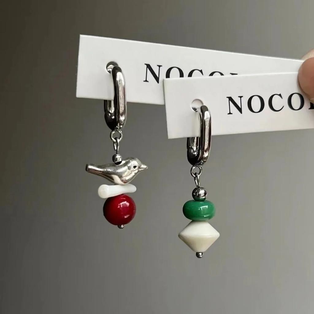 2025 Trend Vintage Designer Hängeasymmetrische Handgemachte Perlen Ohrhänger Ohrringe Frau Koreanische Mode Dopamin Metallohrringe Geschenk