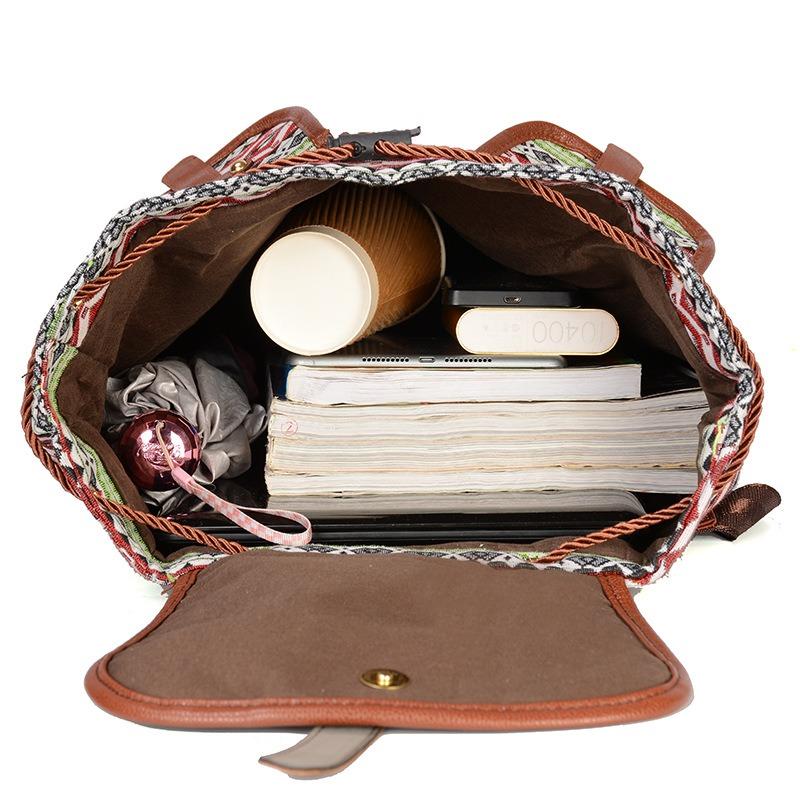 New Exotic Backpack Retro Trend Large Capacity Casual Fashion Personality Draw Belt Women's Bag