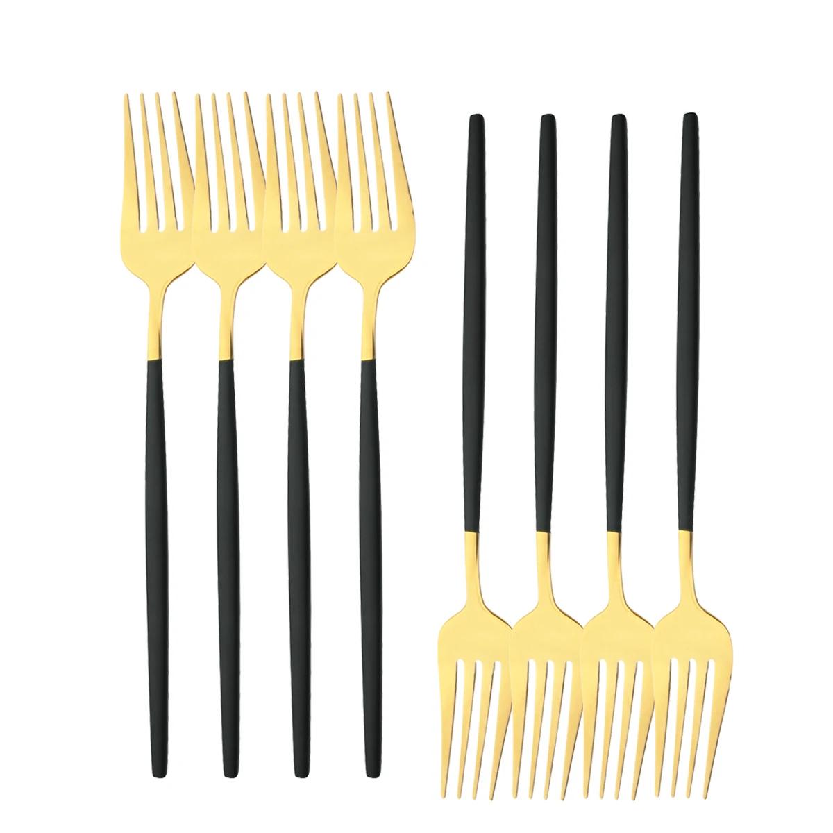 8Pcs Stainless Steel Fork Dinner Forks Dessert Fork Salad Fork Tableware Cutlery Kitchen Dinnerware Flatware Silverware