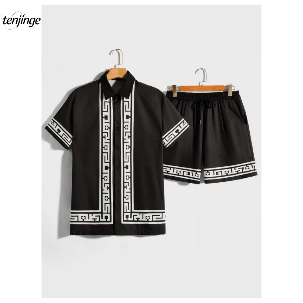 Everyday Fashion Men's Short-sleeved Shirt Summer Short-sleeved Shirt And Beach Shorts Men's Suit Street Casual Y2k Men's Shorts