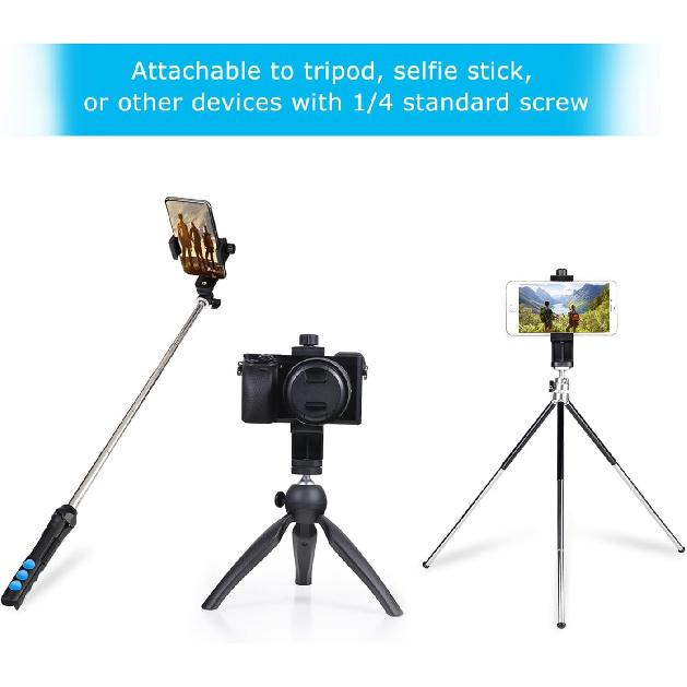 Premium Smartphone Holder/Vertical and Horizontal Tripod Mount Adapter Rotatable Bracket with 1/4 Inch Screw/Adjustable Clip for iPhone, Android Cell