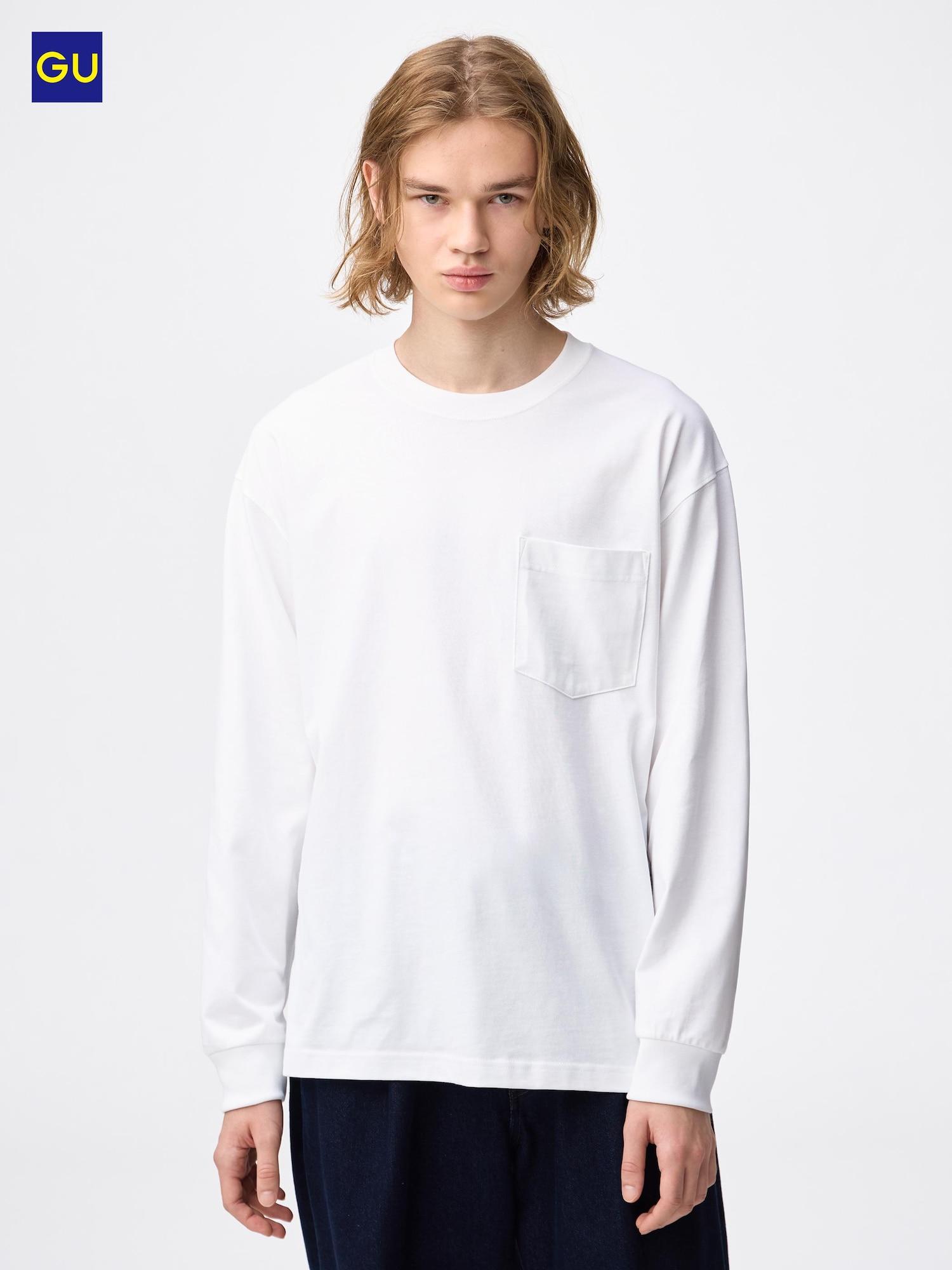 

Uniqlo Gu Футболка с длинным рукавом и круглым вырезом, плотный хлопок 00 WHITE/UNISEX S