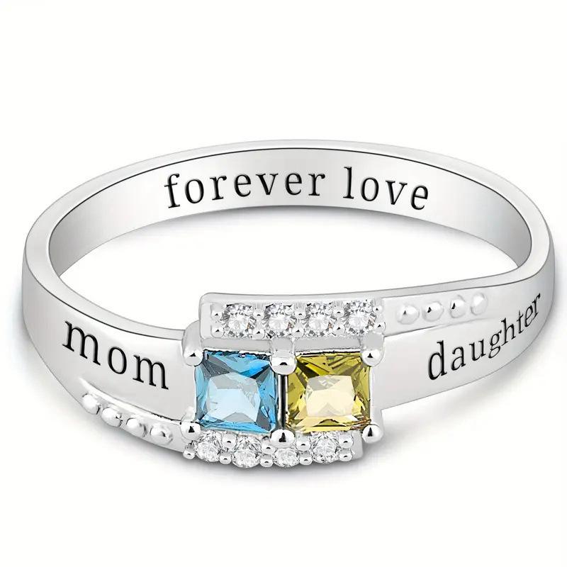 2025 Silver Color Mother-daughter Rings Women Personality Forever Love Daughter's Birthday Mother's Day Gift Jewelry