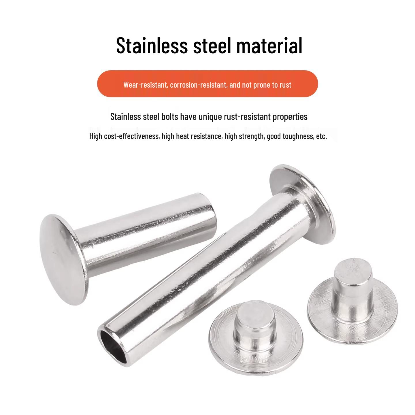 Двусторонний заклепка-кнопка из нержавеющей стали 304 для книг и альбомов M4x33 (10 sets)