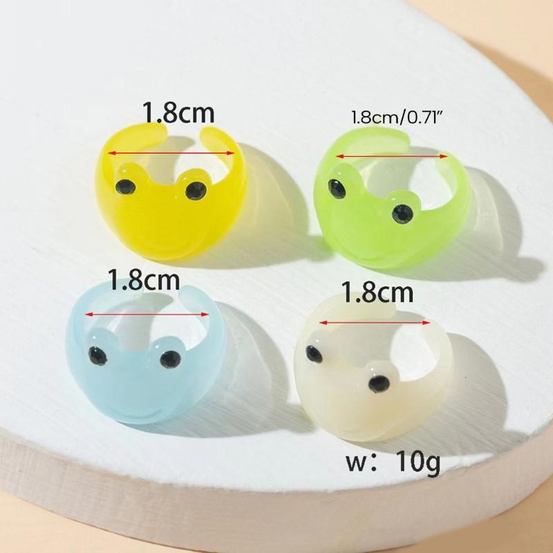 2023 Cartoon Simple Frog Rings Women Fashion Sweet Five Color Fashion Open Rings Wedding Finger Accessories Jewelry