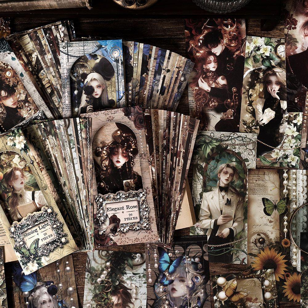 20 Pcs Vintage Gothic Character Base Collage and Paper Material Paper European Ledger Decoration Scrapbooking Material
