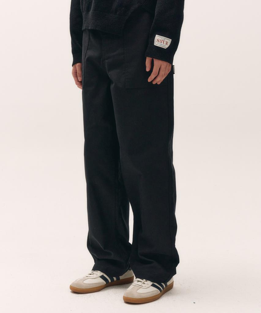 Seteo Cotton Carpenter Work Pants Black