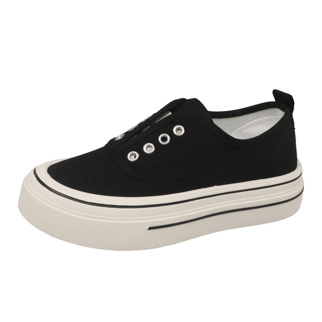 Women's Canvas Shoes Spring Autumn No-Tie Breathable Personality Match All-Match Board Shoes Comfortable Rubber Bottom