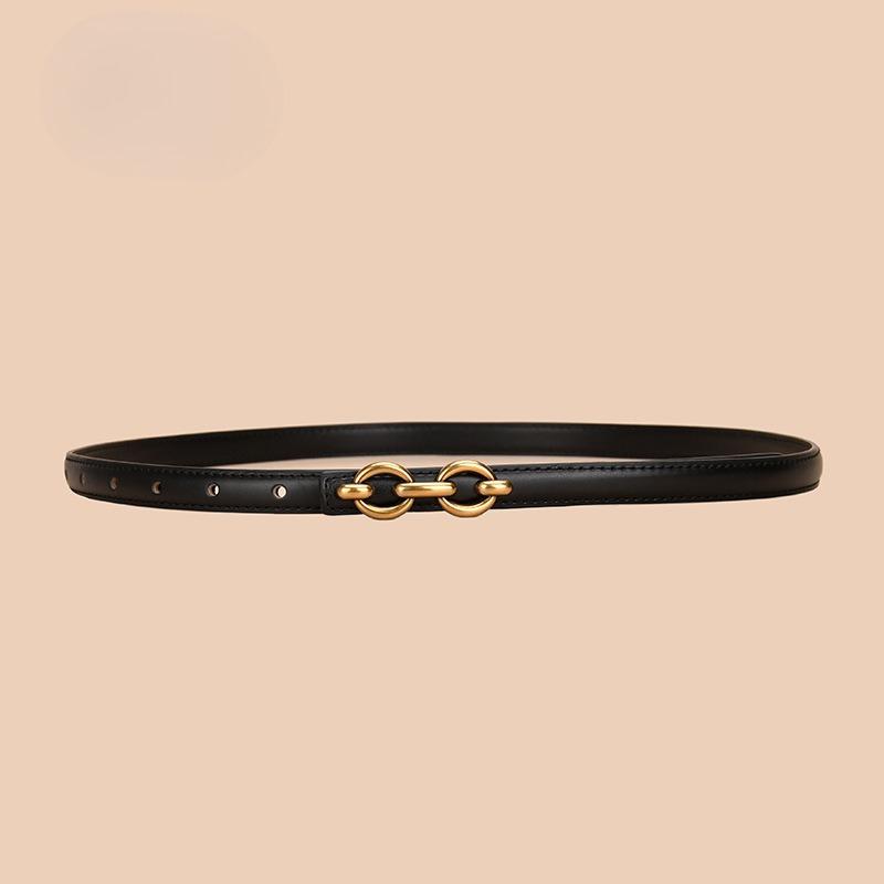 New Slim Fit Clothing for Women's Belt, Thin Belt, Korean Style Dress, Simple Smooth Buckle, Golden Student Trend