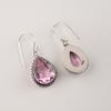 Morganite Gemstone Silver Dangle 925 Sterling Silver Pink Stone Jewelry For Her AEE-2-4