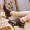 Retro Women's Leather Single Shoe Autumn New Lace Up with Skirt Mary Jane Shoe Flats Women Shoes Luxury Designer Shoes