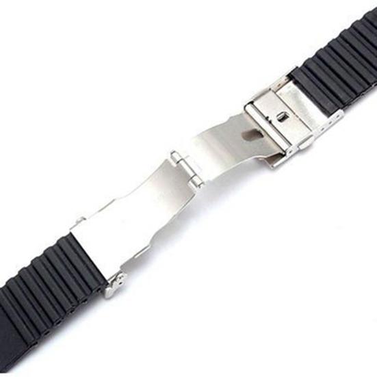 Moda impermeável listrado silicone pulseira de relógio implantação fivela pulseira