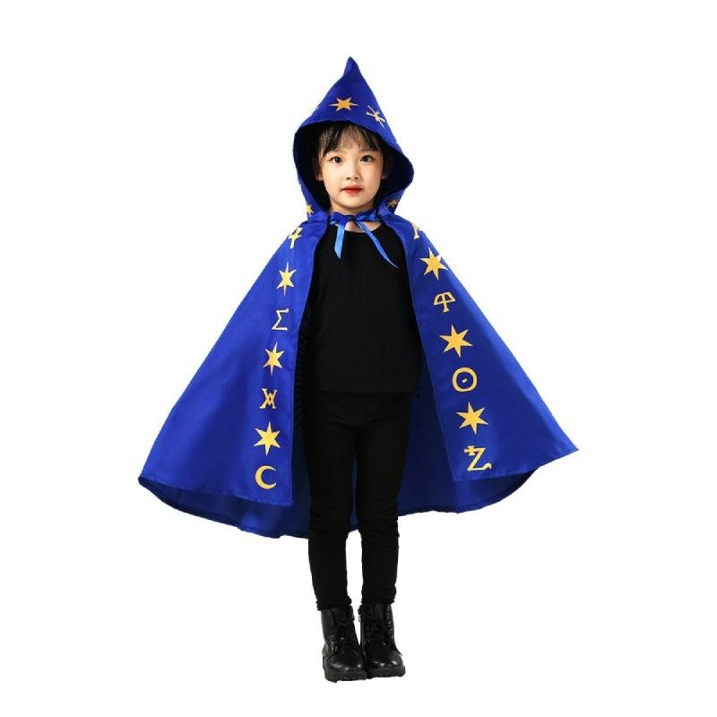 Children Halloween Wizard Blue Cape Costume Cosplay Party Prop Role Play Clothes