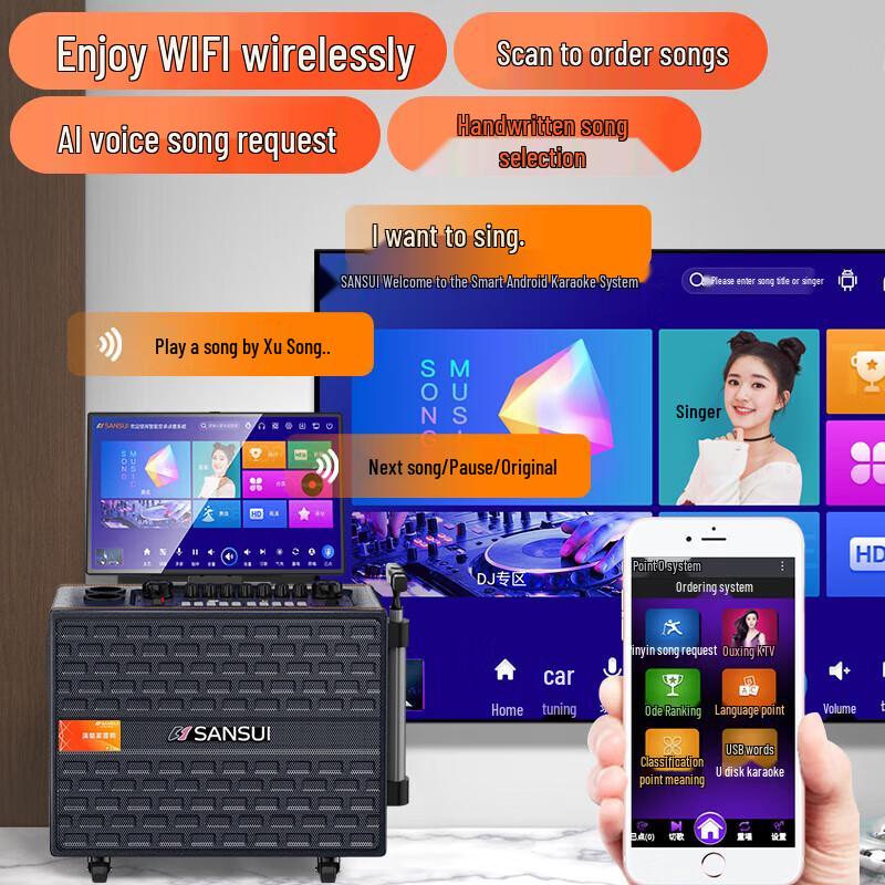SANSUI Q105 Portable KTV Karaoke System with Display