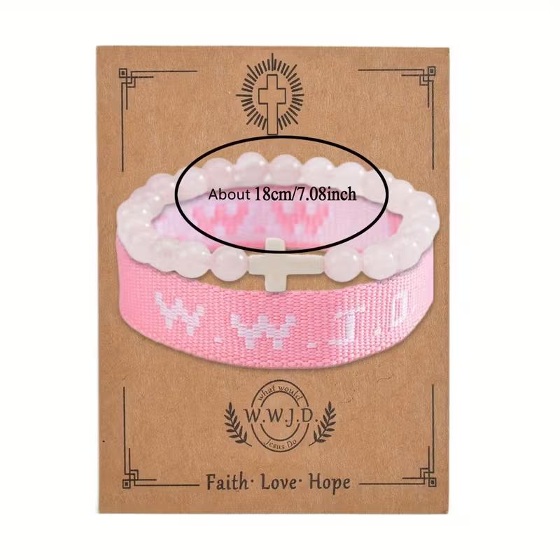 Fashion suit bracelet lady fashion Letter Bracelet Pine Stone Cross Charm Faith Bracelet Natural Stone Friendship Couple Bracelet 2PCS WWJD man