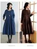 Autumn 2021 Japanese-Korean Corduroy Literary Dress - Women's Long-Sleeve Midi Skirt