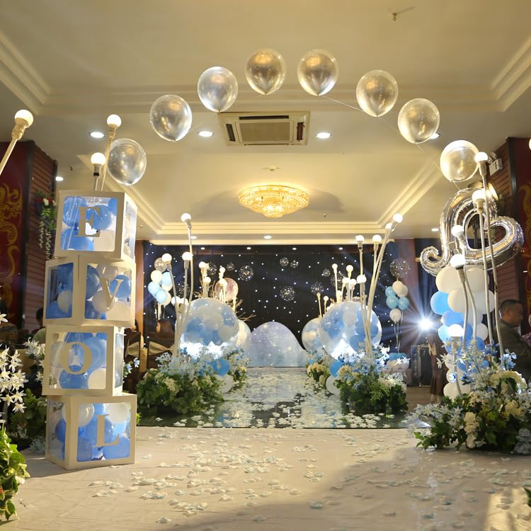 Transparent Balloon Box Party Transparent Balloon Box 4 Pieces White Alphanumeric Set Decoration Supplies Birthday Decoration Background Recital
