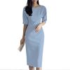 ZANZEA Women Casual Round Neck Summer Half Sleeve Sheath Dress