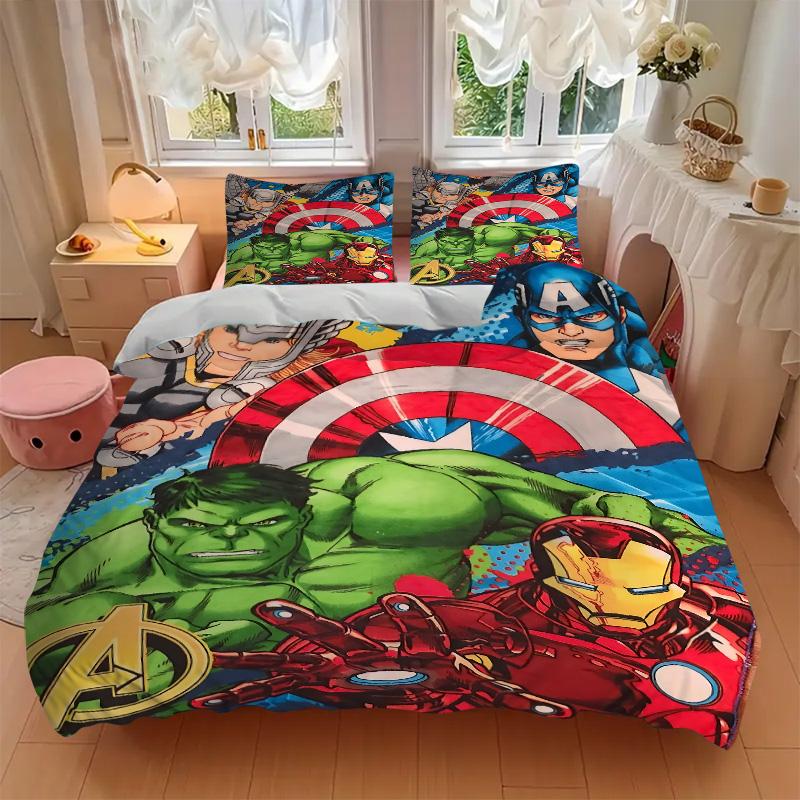 Avengers Teamup Adventure Print 3Pcs Bedding Setduvet Cover With 2 Bedropillowcase Home Birthday Gift
