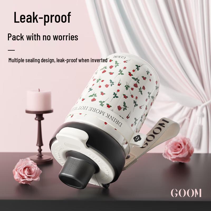 GOOM Seria Fudie Izolowany kubek ze słomką do kawy