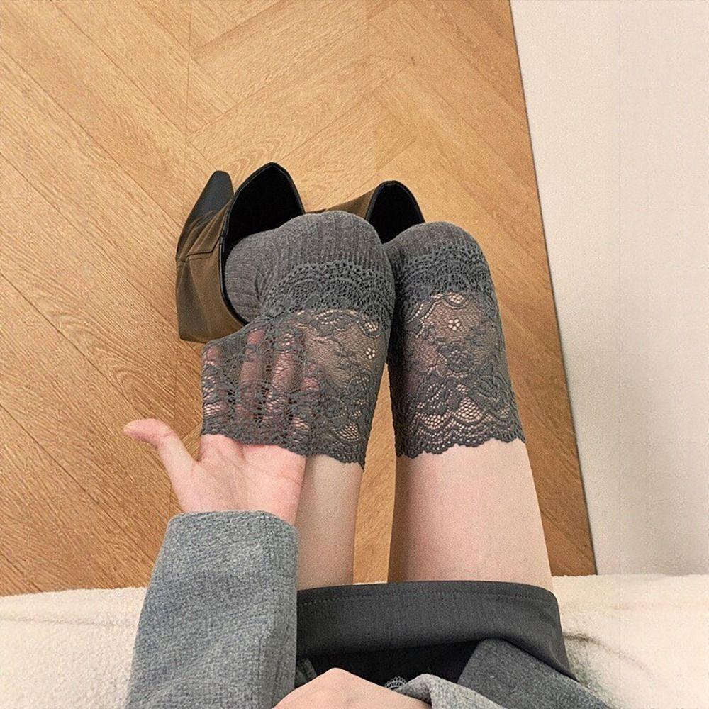 Solid Color Thigh High Stockings Cotton Lolita Socks New Thigh High Socks Autumn Winter