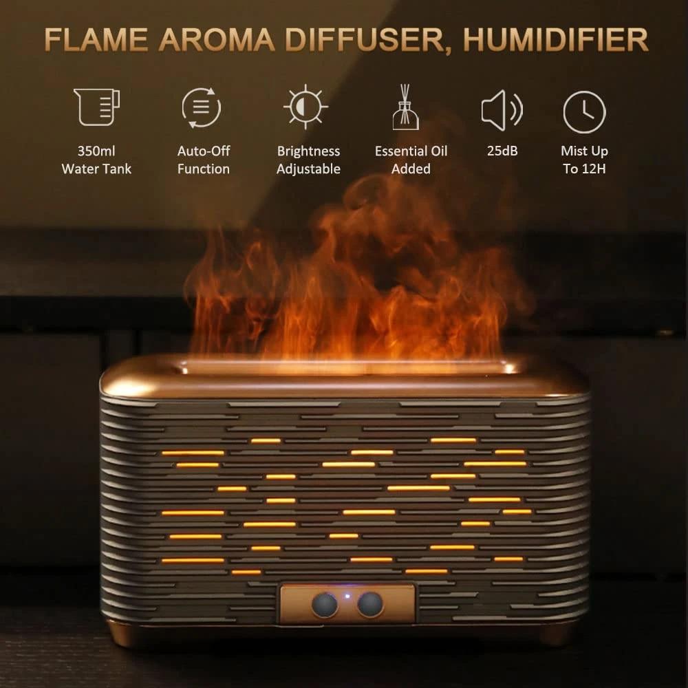 Vzduchový olejový difuzér Depulat Flame Ultra tichý zvlhčovač chladné mlhy Bezvodá ochrana proti automatickému vypnutí Aroma difuzér pro domácí kancelář