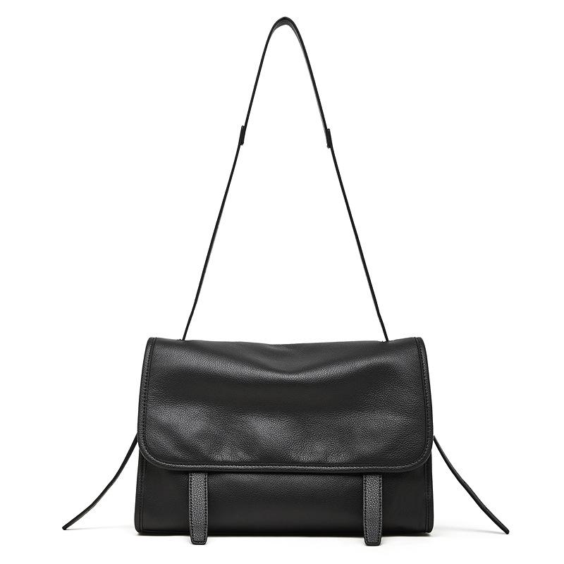 

Season Retro Matte Shoulder Tote Bag Women S Winter First Layer Cowhide Commuter Bag Big Bag 30*11*24 чёрный
