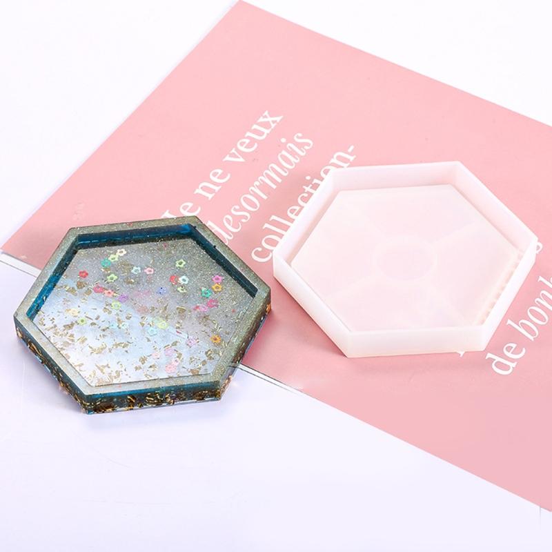 Placemat Tray Molds DIY Coaster Silicone Molds Epoxy Square Round Hexagon Molds for DIY Resin Casting Home Decoration