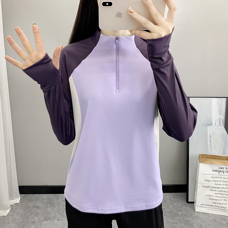 

Women s Quick-Drying Fingerless Long-Sleeve Running & Hiking T-Shirt: Breathable & Elastic 3X-Large фіолетовий