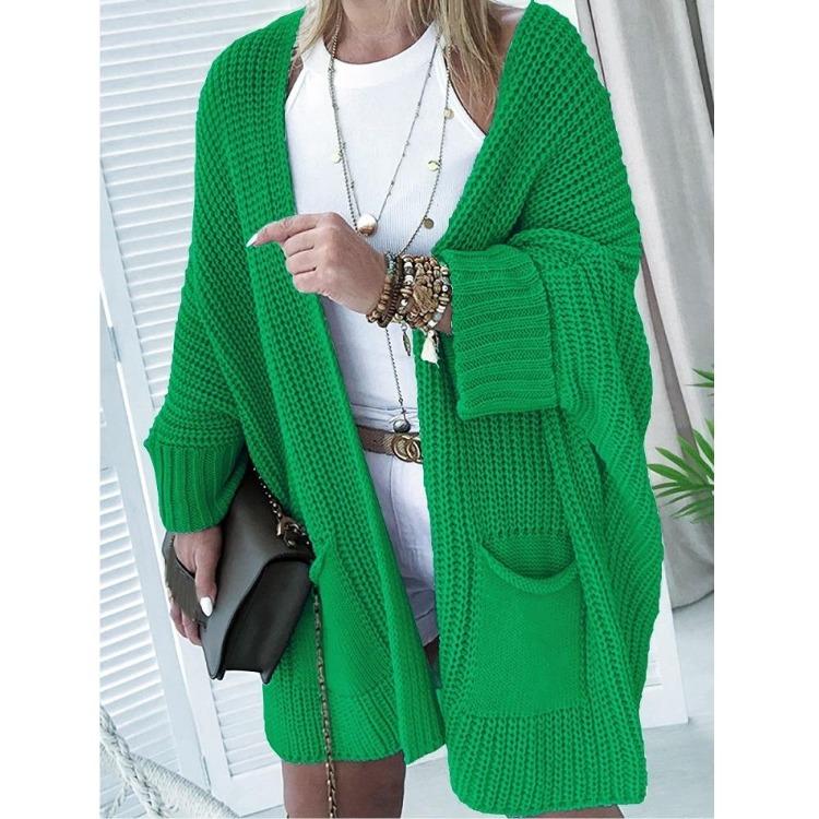 

Oversized Cardigan Women Loose Long Sweaters Knitted Coats Autumn Winter Outerwear Ladies XL зелений