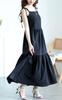 Guld Japan Plus Size Lång Camisoleklänning med Volanger Enfärgad Perfekt för och Storlek Kvinnors Fickor, Stretch, Färg, Vår, Sommar, Höst, 4L, Svart,