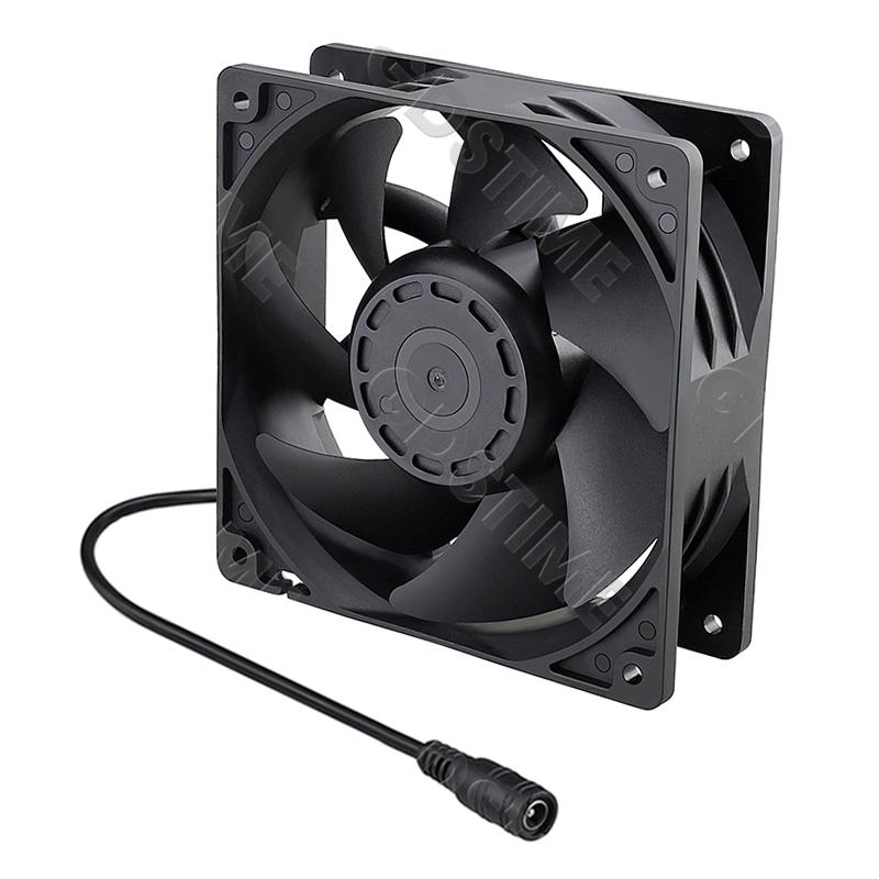 Gdstime DC 12V 24V 48V 12cm 120mm Dual Ball Cooler 12038 120x38mm Brushless Booster Fan for Btc Machine Chassis Cabinet Cooling