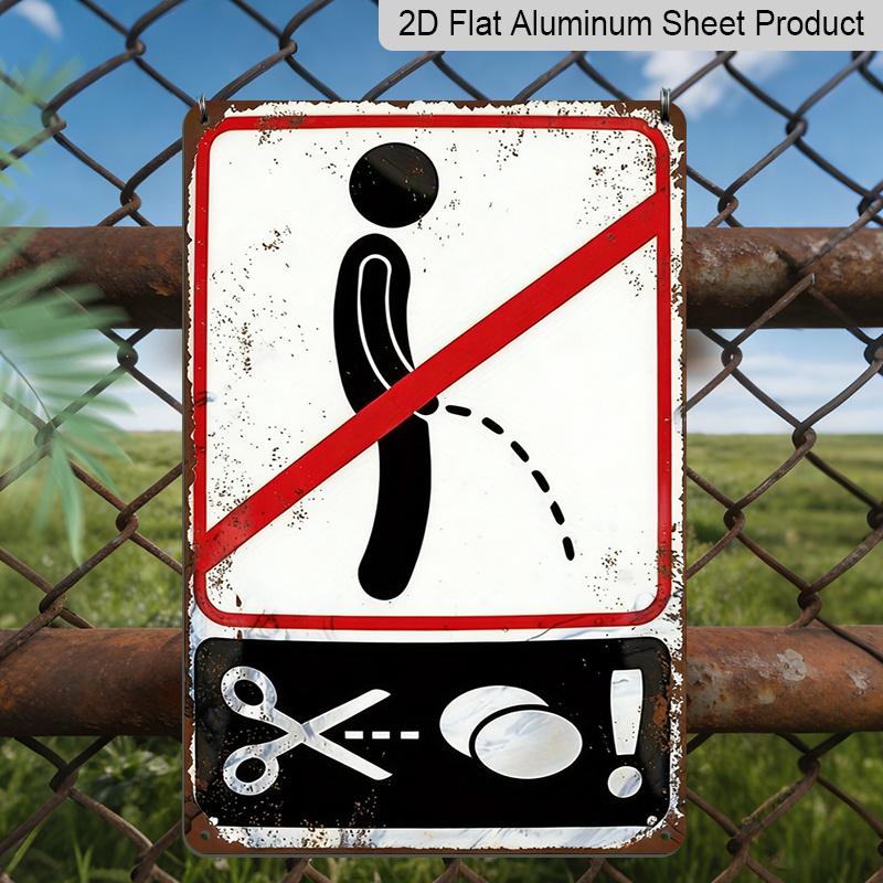 2D Flat 1pc Metal Sign, No Peeing Warning Sign, Durable Aluminium Metal Plaque, Suitable for Bars, Bedrooms, Restaurants, Kitchens, and Home Decor
