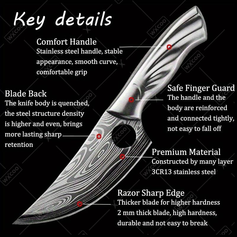 3 Pcs Handmade Forged Damascus Steel Chef Knife Set Kitchen Multipurpose Boning Meat Cleaver Vegetable Scissors Poultry Cutter
