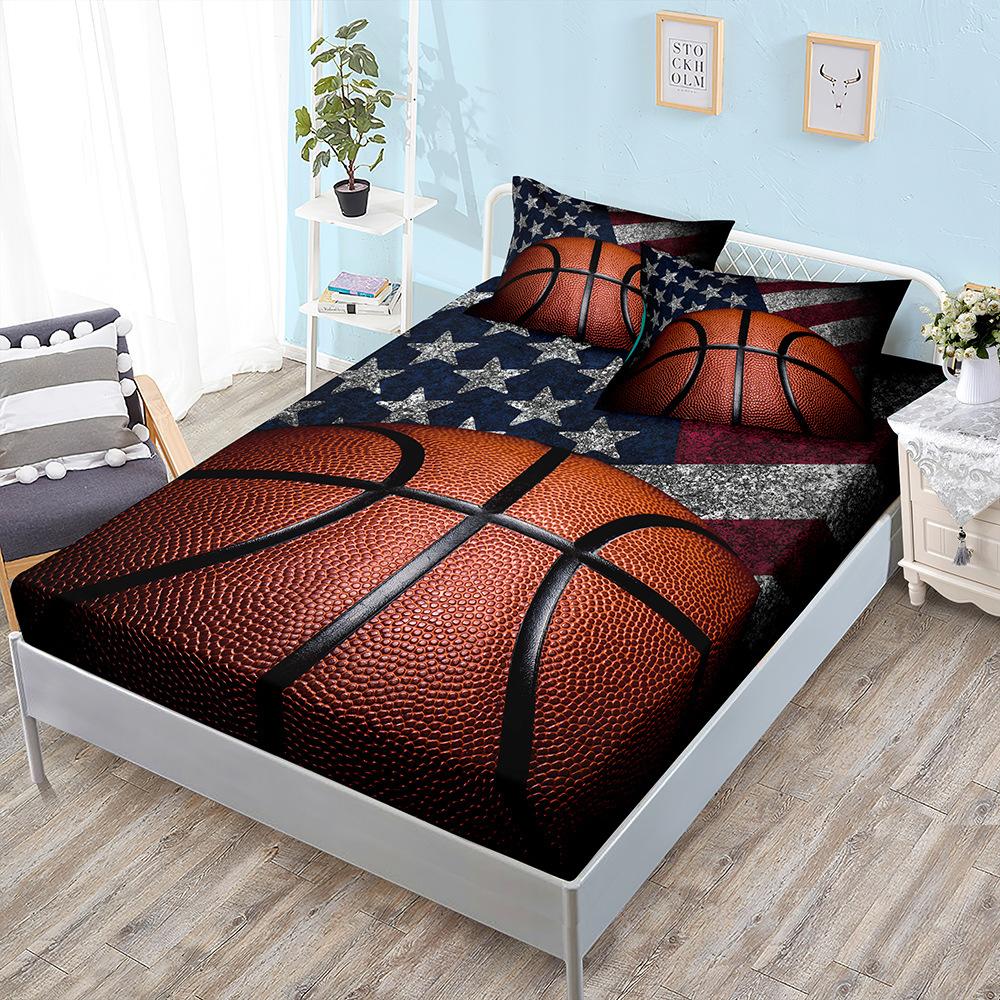 Three-Piece Mattress, Mattress Cover, Basketball, Baseball, Sports Decoration, Mattress Protective Cover.