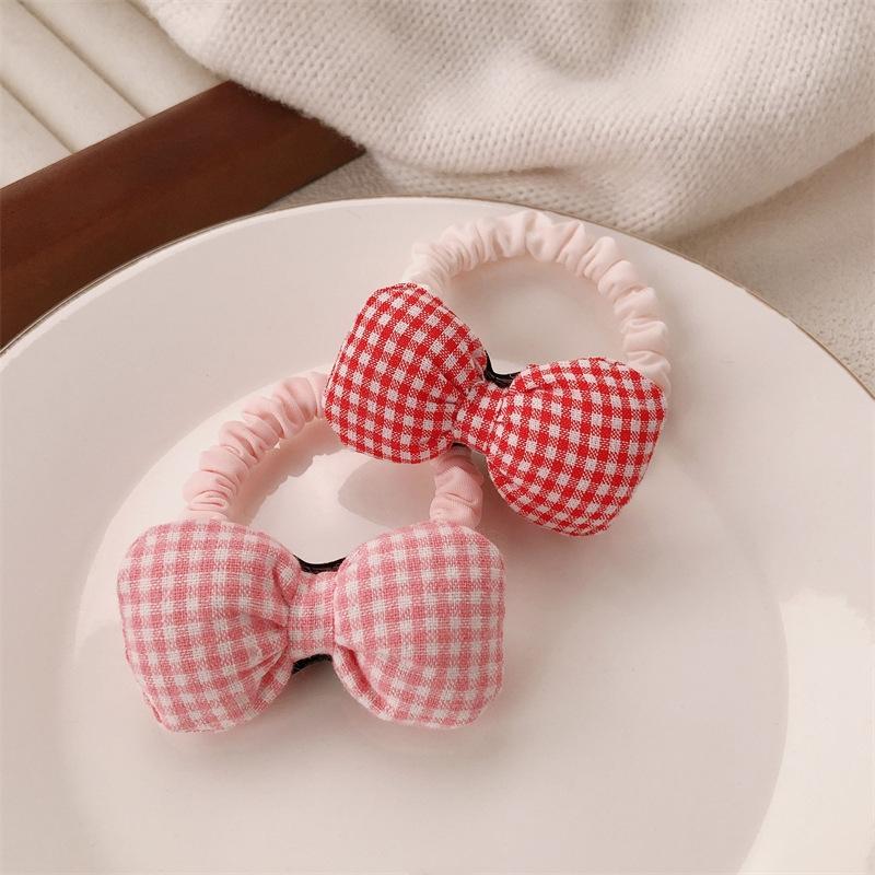 Fabric Plaid Bow Children Hair Scrunchies Sponge Cloth Sweet Bownot Hairbands Korean Princess Girls Kids Elastic Rubber Bands