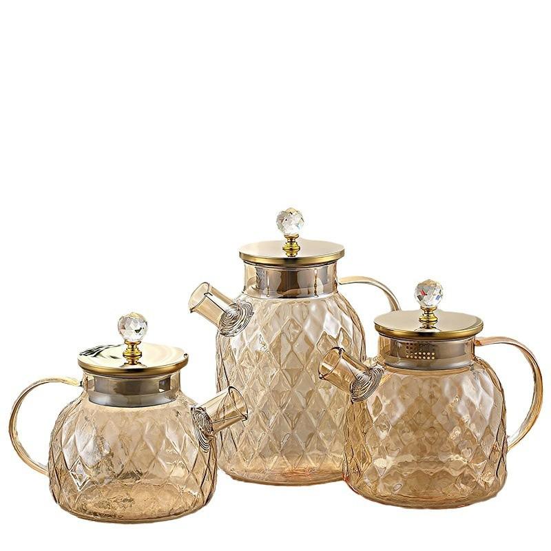 New Champagne Color Glass Cool Kettle Stainless Steel Lid High Borosilicate Glass Juice Pot Large Capacity Household Lanling Pot