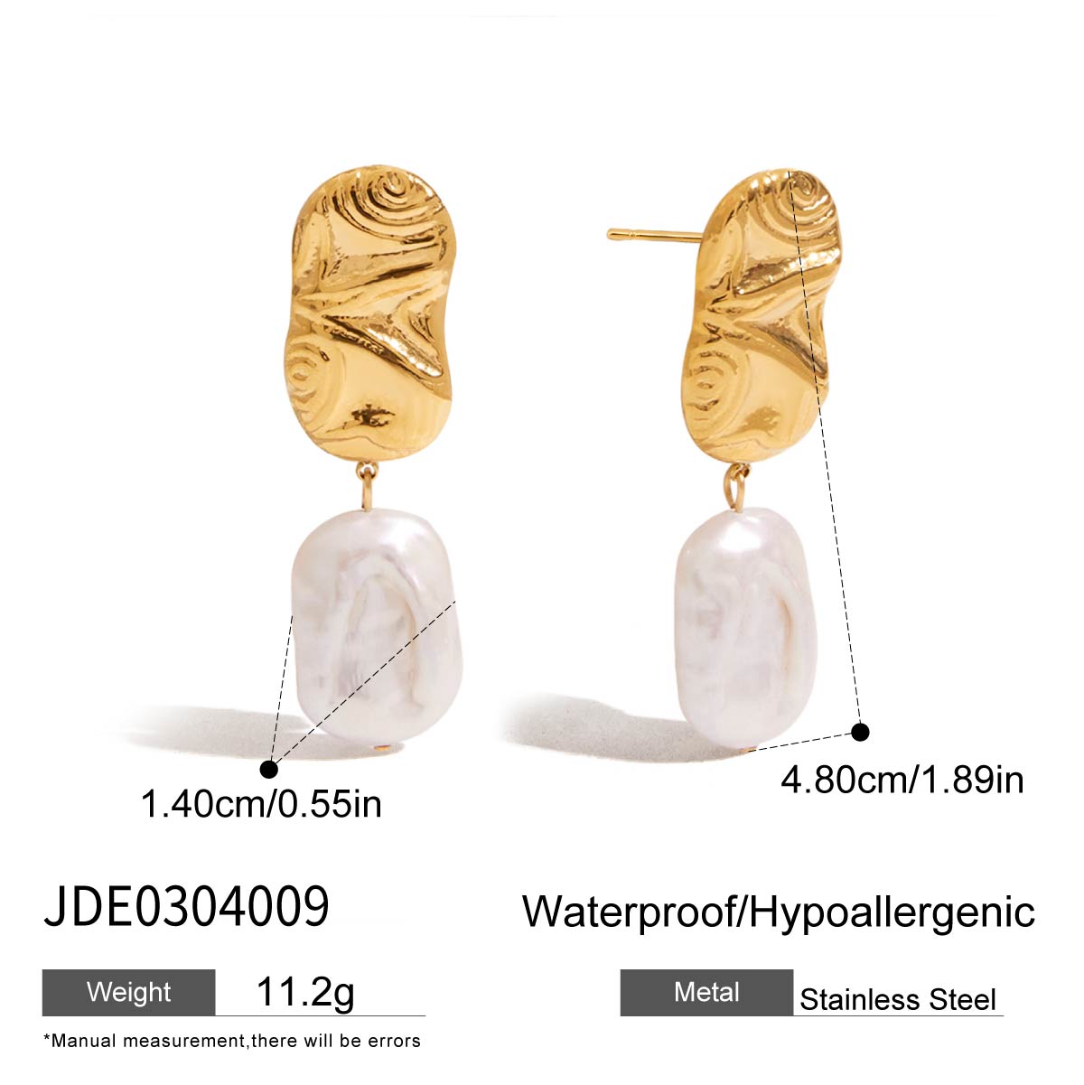 Youthway Натуральный жемчуг Капли Висячие серьги Нержавеющая сталь Модные украшения для ушей Позолоченные Элегантные повседневные висячие серьги