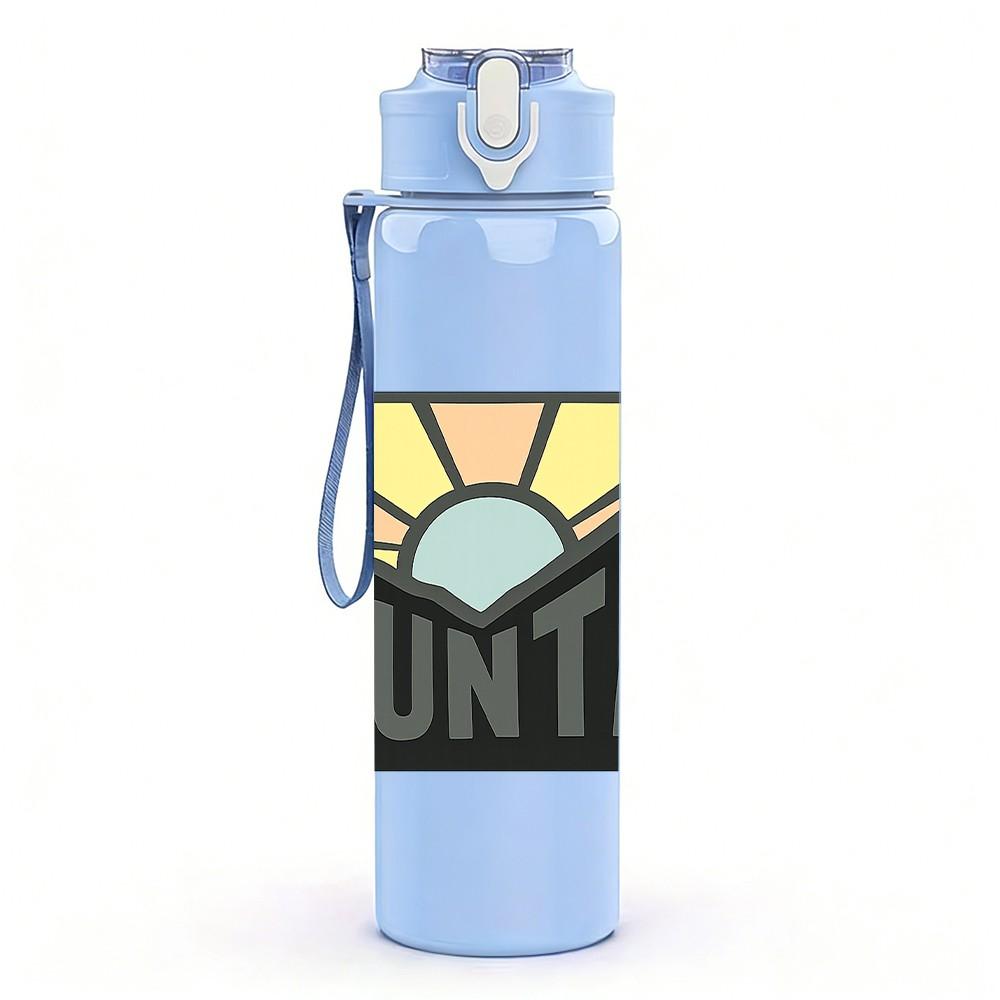 1PC Sunrise Mountain Outdoor Scenery Print 750ml Color Plastic Sports Water Bottle Leakproof Flip Straw Lid Suitable for Sports Office Home Use