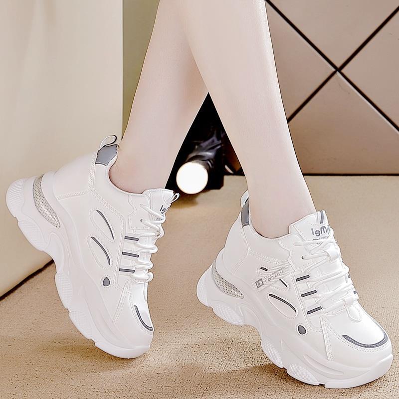 Autumn platform casual shoes inner height increase women's shoes versatile new dad shoes women's round head thin brand fashionable and comfortable