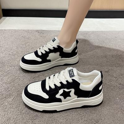 Spring New Rubber Soft Bottom Color Matching Fashion Flat Casual Sneaker College Style Star Pattern Sneakers Female Fashion