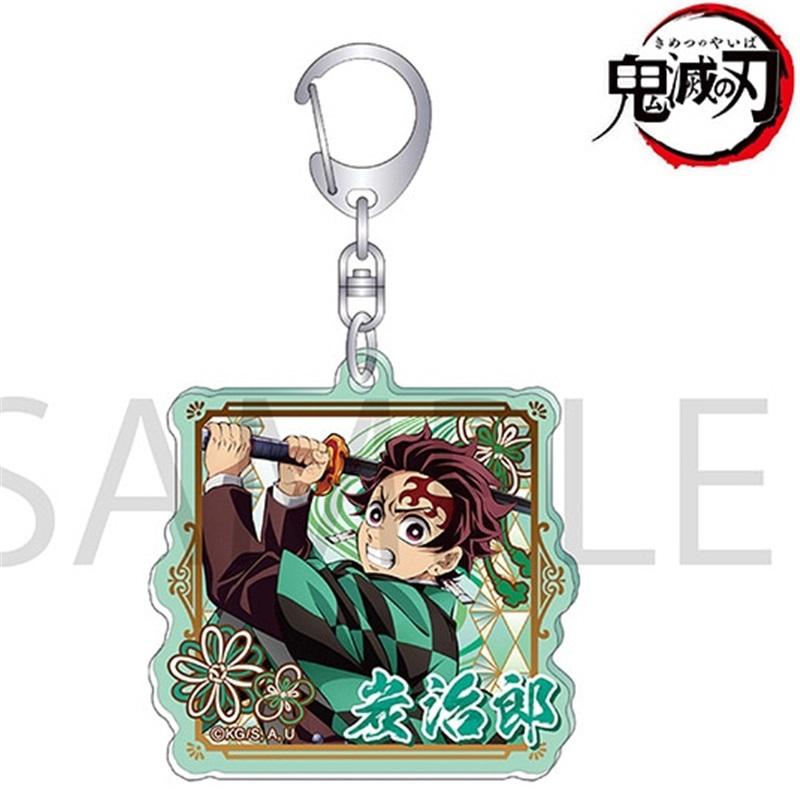 Anahtarlık Kolye Anime Demon Slayer Kimetsu No Yaiba Kamado Tanjirou Çift Taraflı HD Çanta Kolye Hayranlar İçin Hediye Cosplay Aksesuarları Takı Hediye