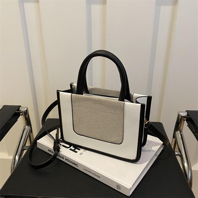Summer niche design splicing handbag women's fashion versatile shoulder messenger bag contrasting color small square bag