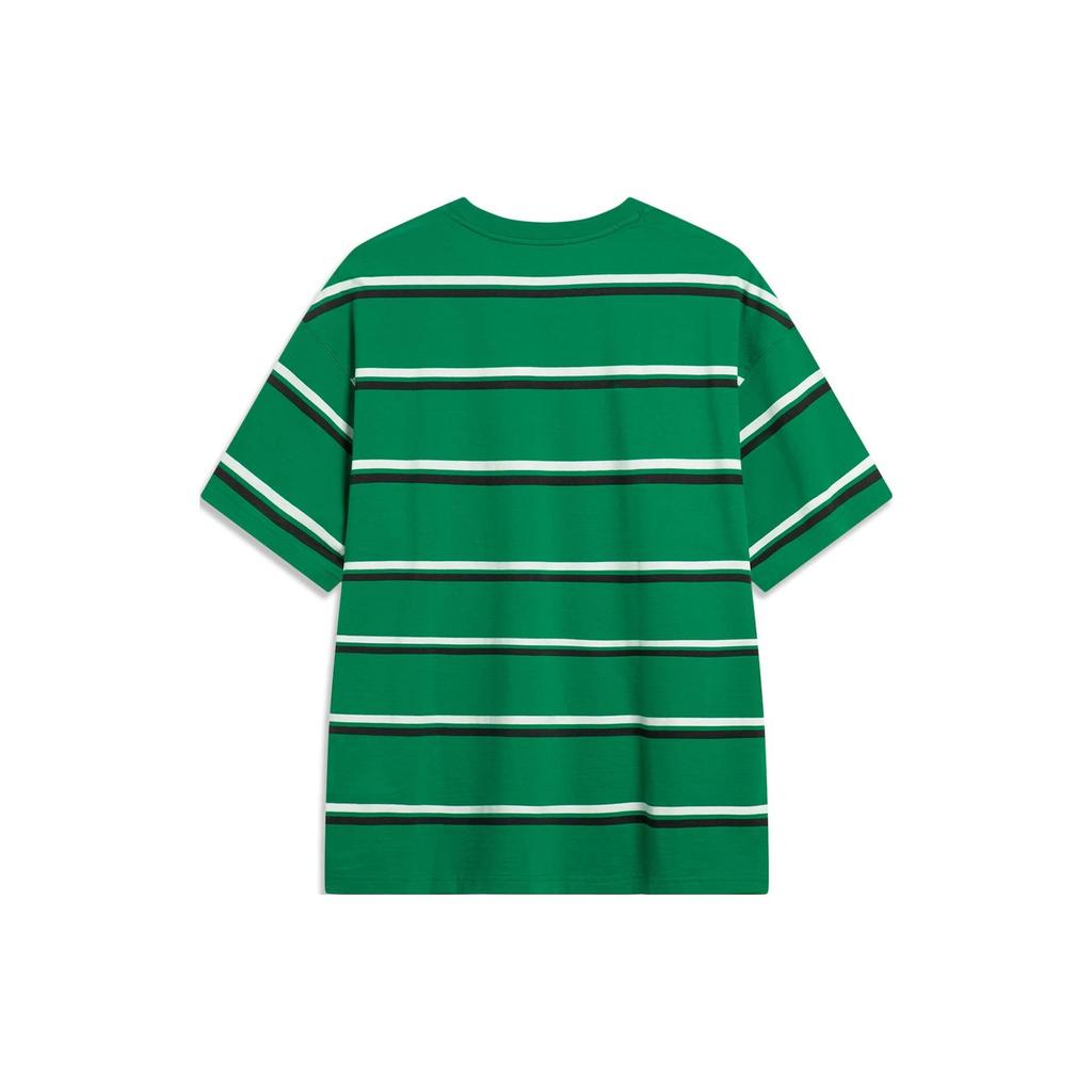 Li-Ning Striped Loose T-Shirt Unisex Tops Forest-Green AHST597-1