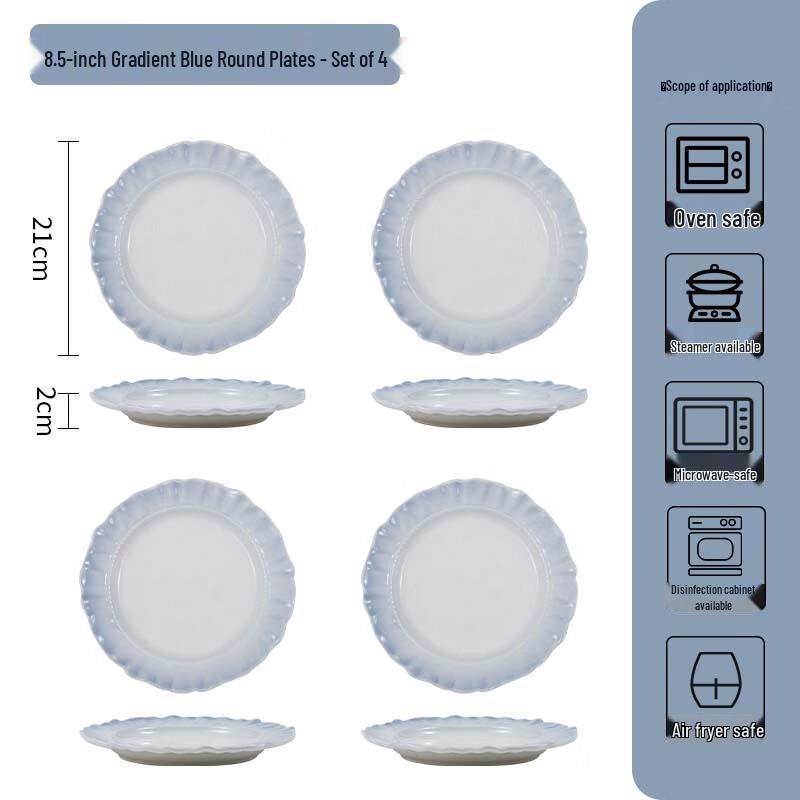 WJ Gradient Blue Ceramic Dinner Plates