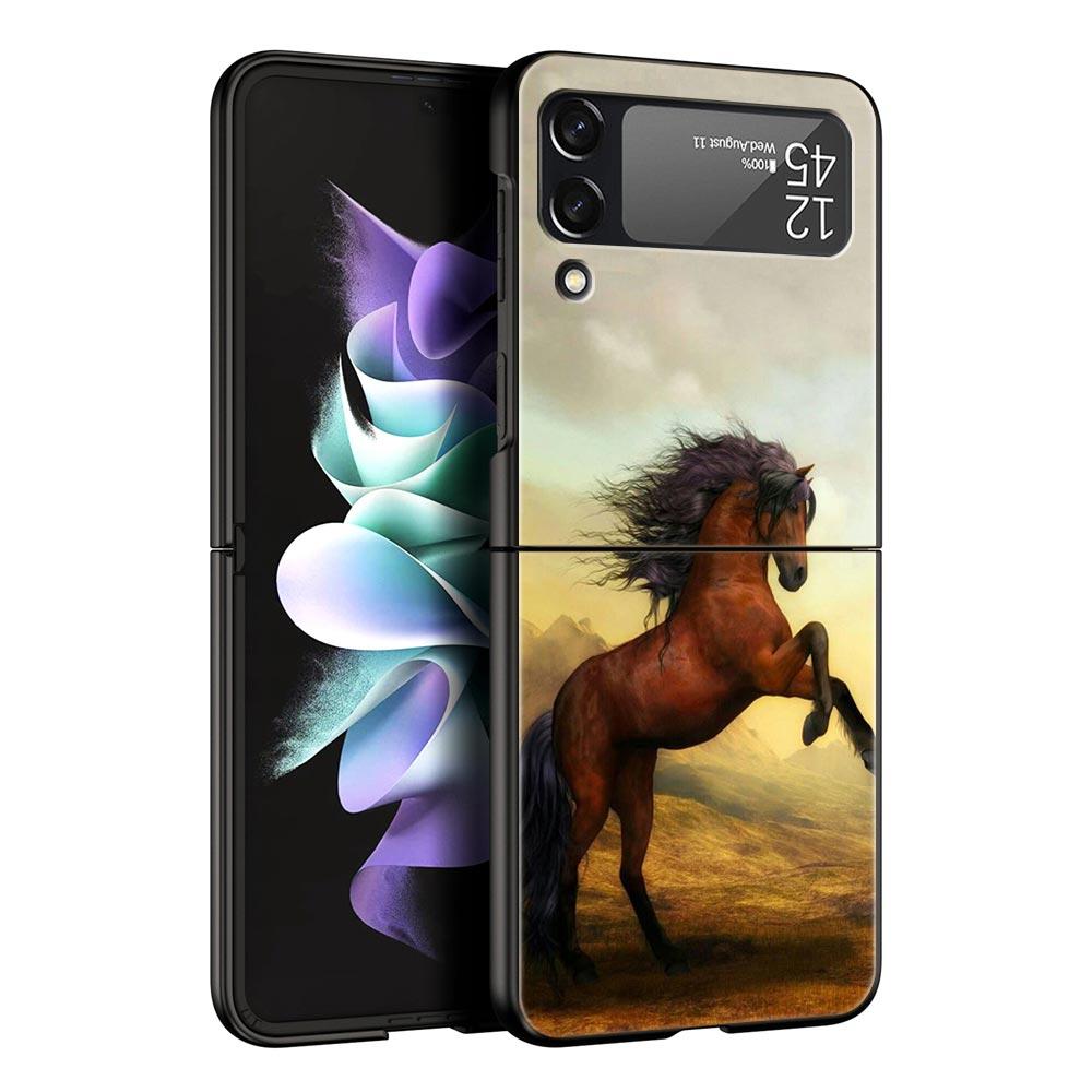 

Animal Horse Hard PC Phone Case For Samsung Galaxy Z Flip 7 6 5 4 Black Cover For Galaxy Z Flip 3 Foldable Shell Fundas Capa Bag Z Flip 5